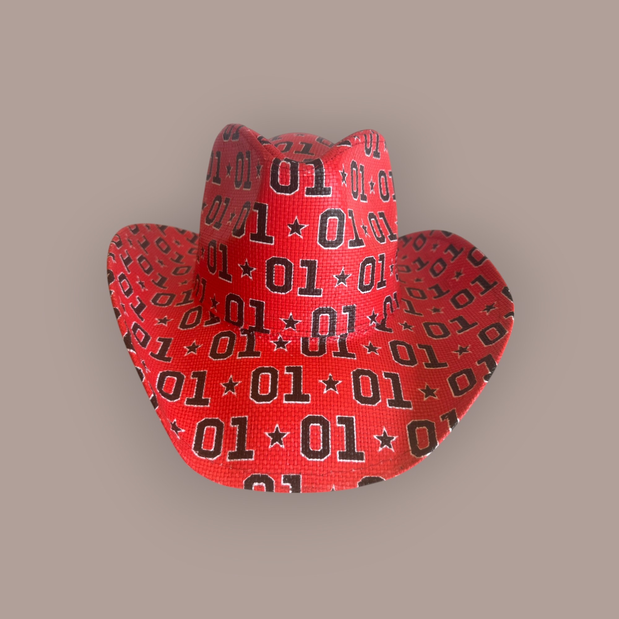 Custom cowboy hat — top view with 01 star pattern