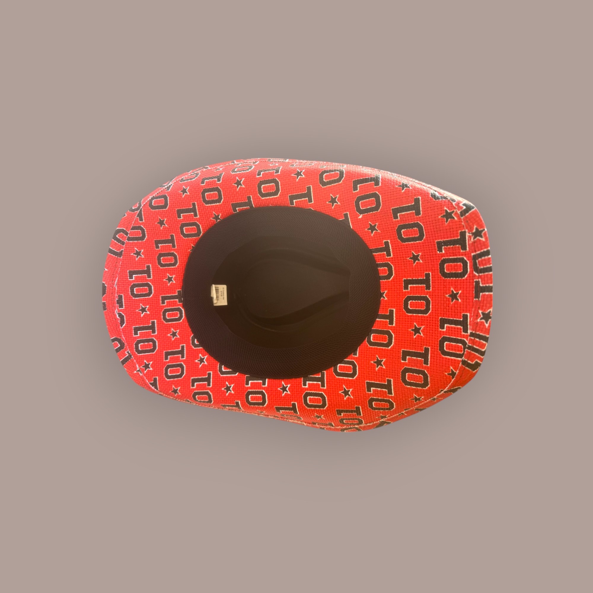 Custom cowboy hat — inside brim view