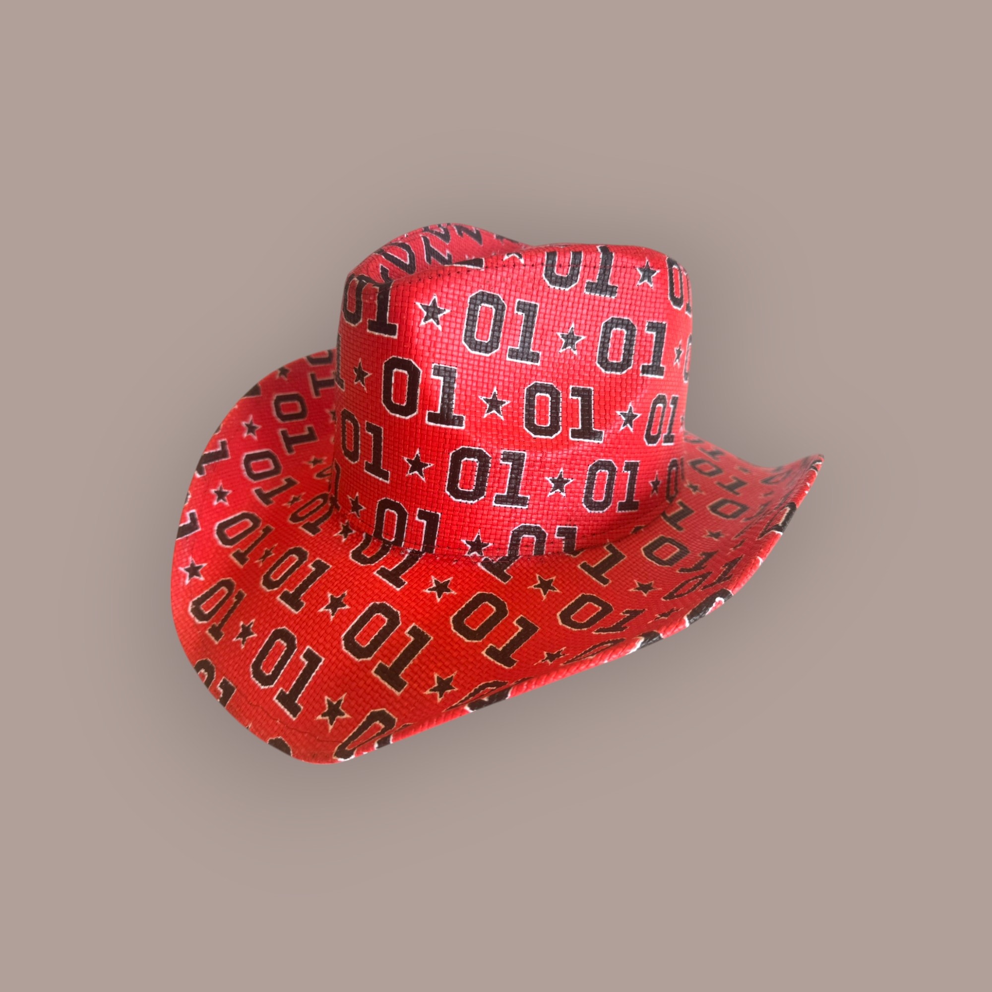 Custom cowboy hat — front view with 01 star pattern